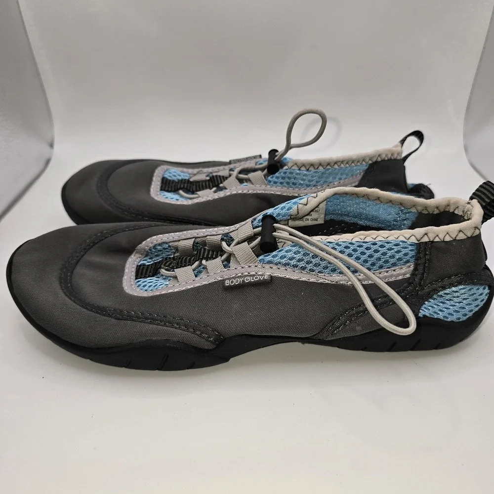 Body Glove Men's Water Shoes Aqua Socks Gray Blue Slip-On Drawstring Size 7